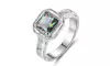 Women's fashion beautiful white gold square cubic zirconia ring