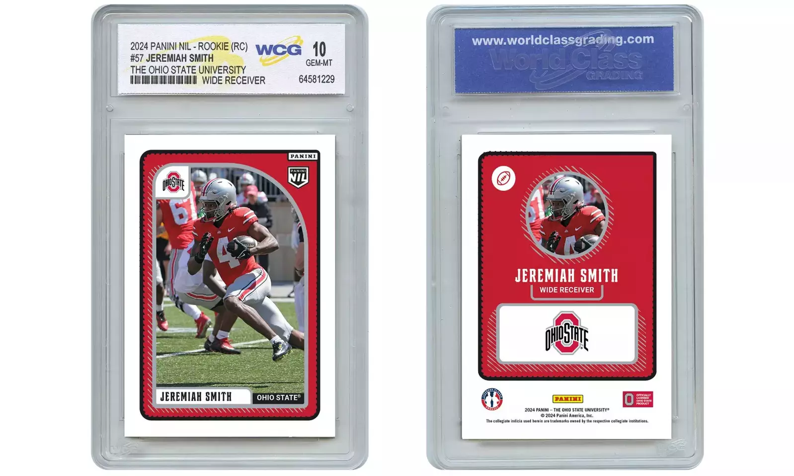 2024 Panini NIL JEREMIAH SMITH WR The Ohio State Rookie Card #57 - Gem Mint 10 - Primary Image