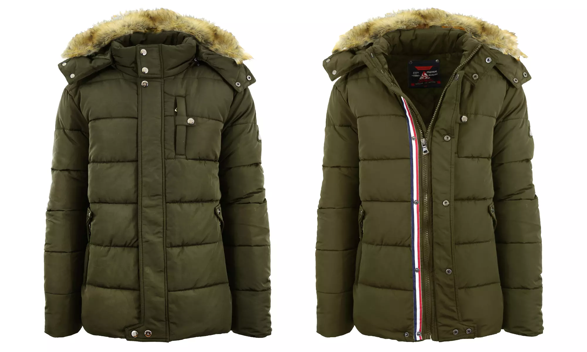 Spire By Galaxy Men's Heavyweight Hooded Parka Jacket with Stripe Trim (S-2XL) - Second Medium