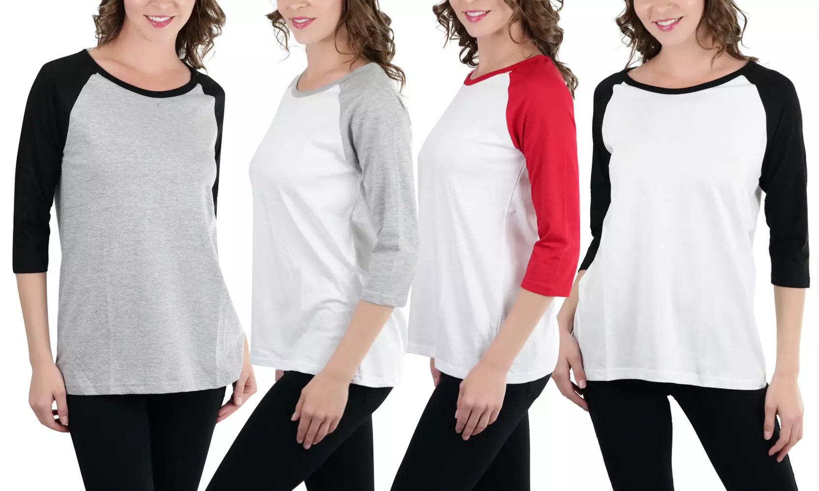 Women's Classic Two Color Cotton Raglan Baseball T-Shirts - Primary Image
