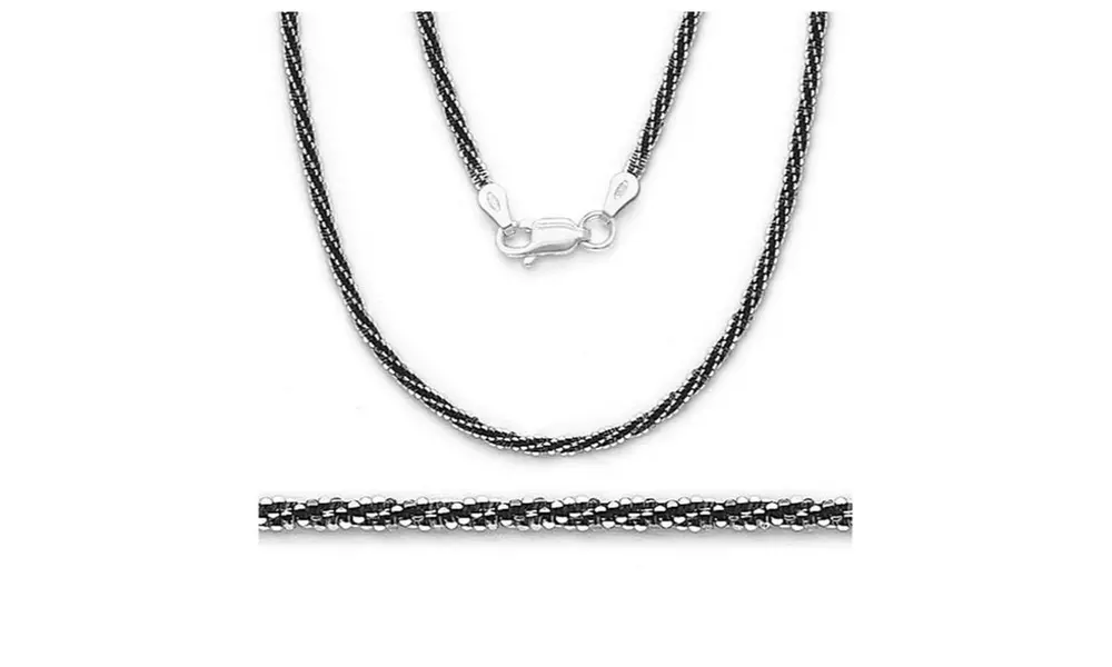 Italian Black Rhodium 2 Tone Sterling Silver Roc Chain 24"-30" - Primary Image