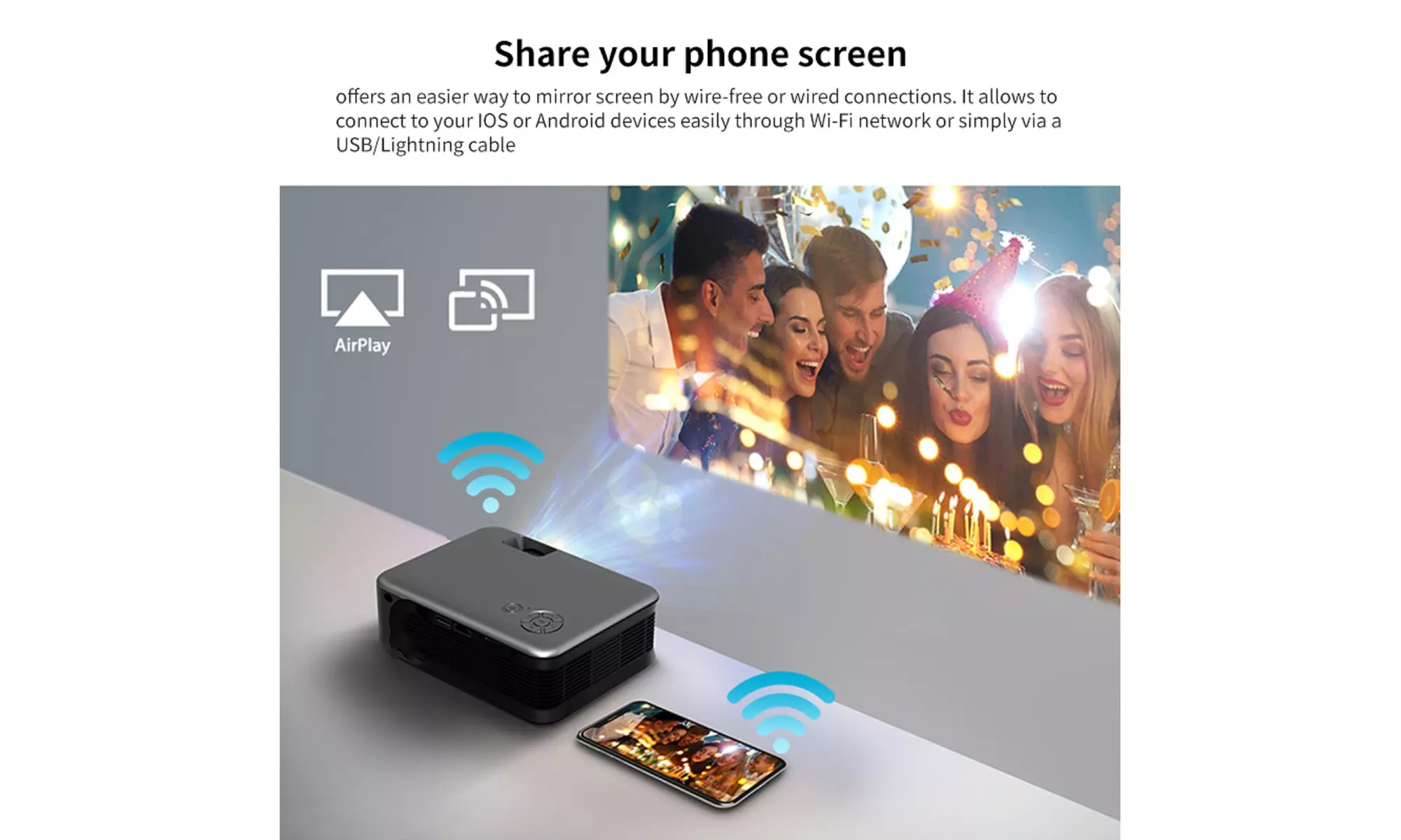 Gabba Goods Wifi Smart Projector - Primary Image