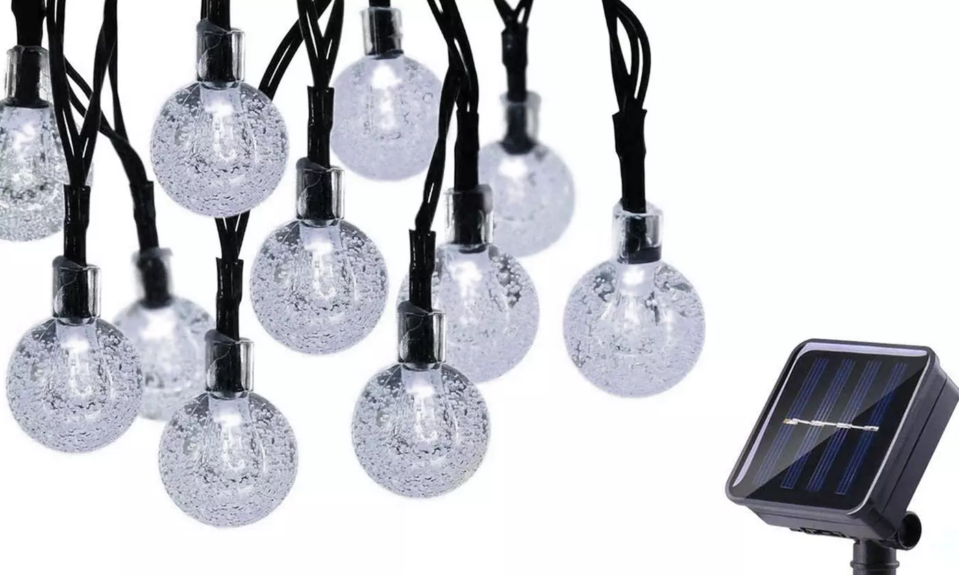 20ft 30 LED Solar String Ball Lights Outdoor Waterproof Warm White Garden Decor