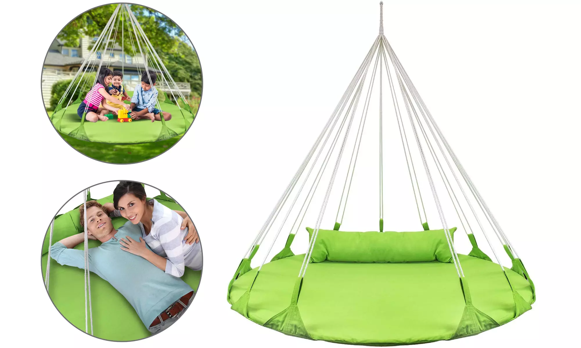 Sorbus Hanging Lounger Swing Nest w/ Pillow- Double Hammock Daybed Saucer- 56" D - Primary Image