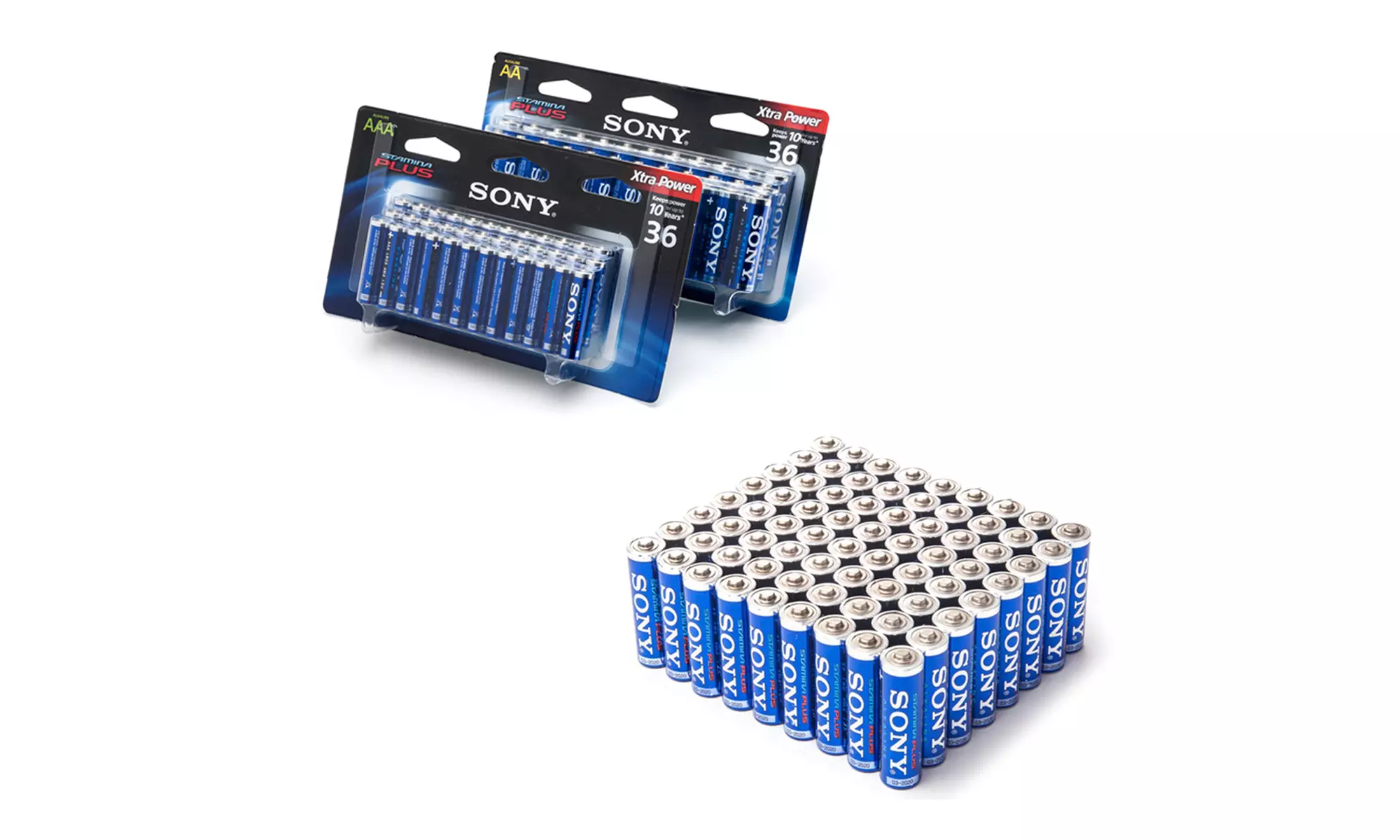 Sony AA / AAA Stamina Plus Alkaline Batteries (24, 36, or Bulk 72 Batteries) - Primary Image