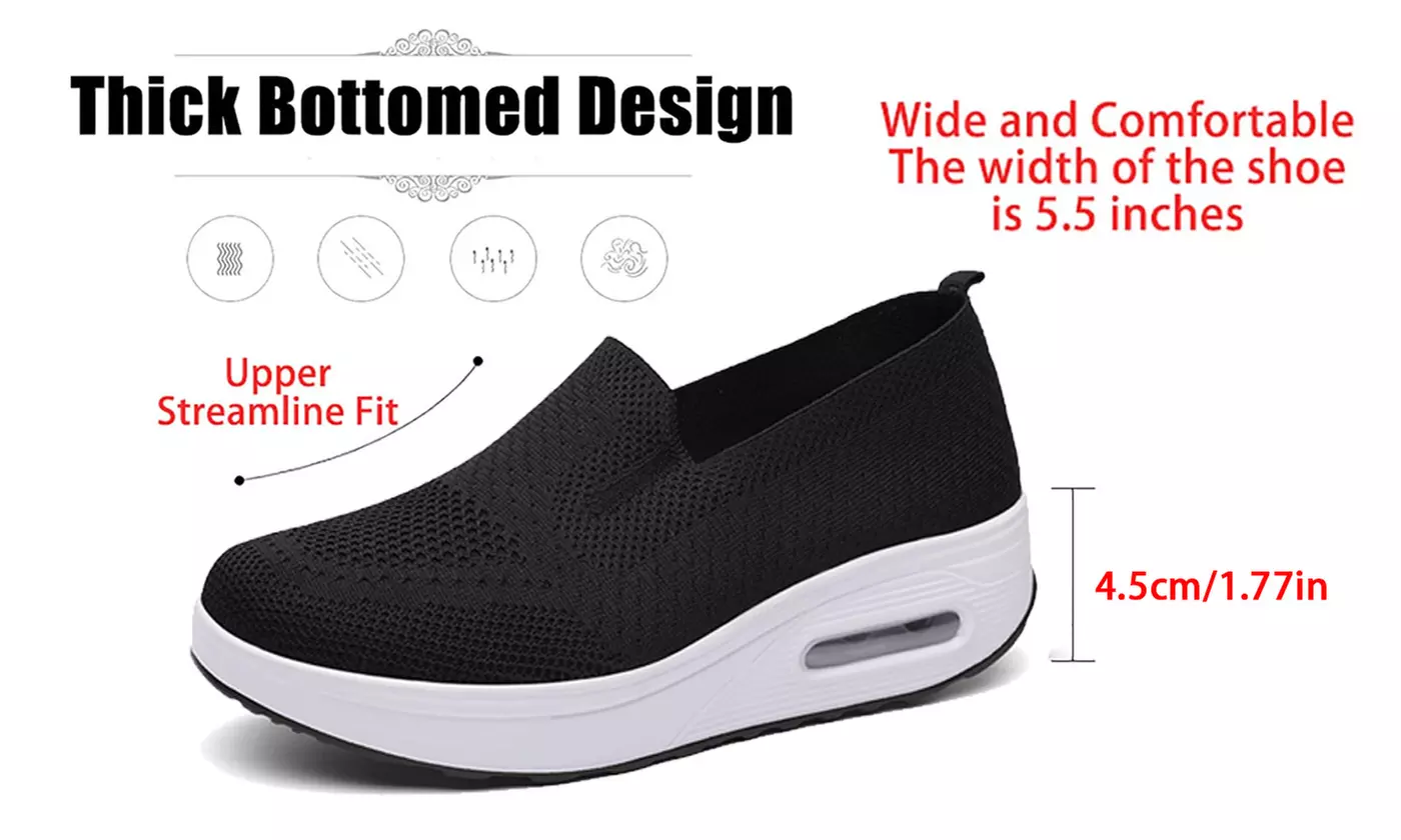  Women's Breathable Mesh Stretch Platform Cushion Sneakers