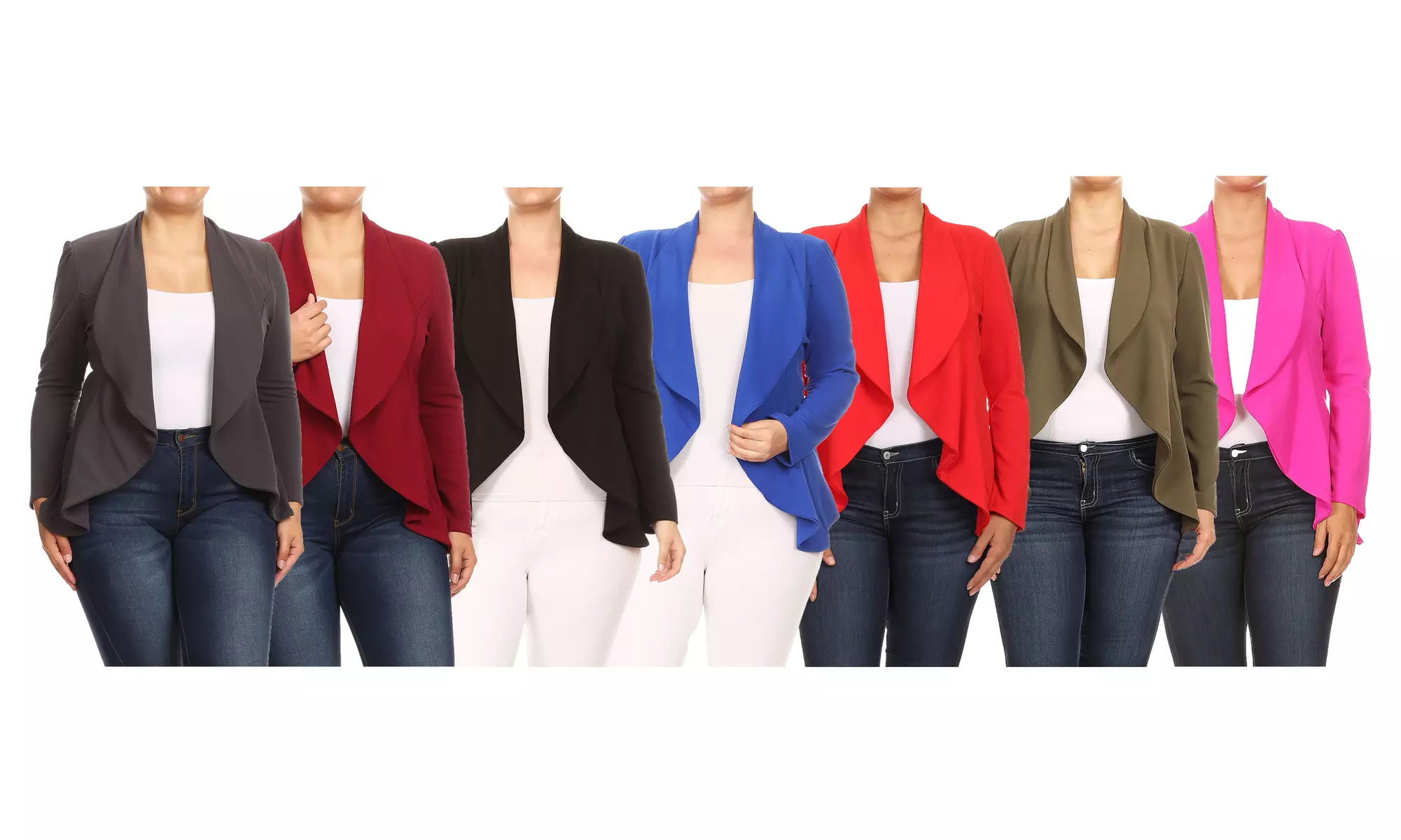 Women's Solid Plus Size Long Sleeves Blazer Jacket