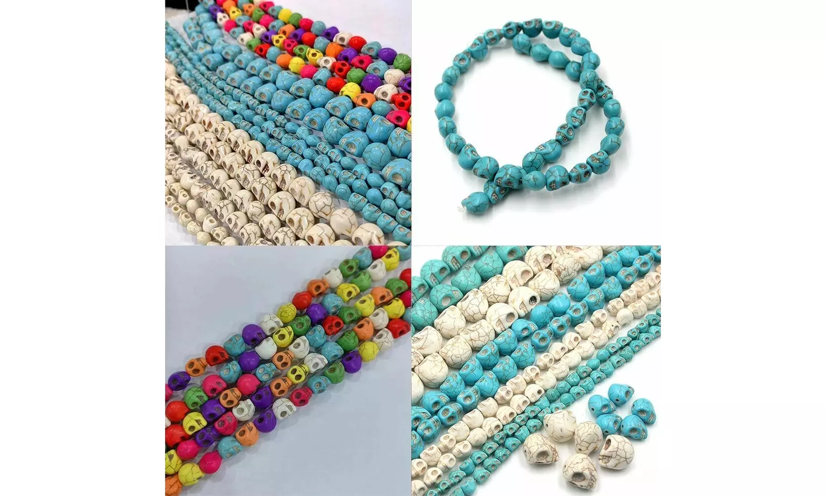 US Howlite Skull Beads Dyed Skull Shaped Beads - Available in 8mm 10mm 18mm - Primary Image