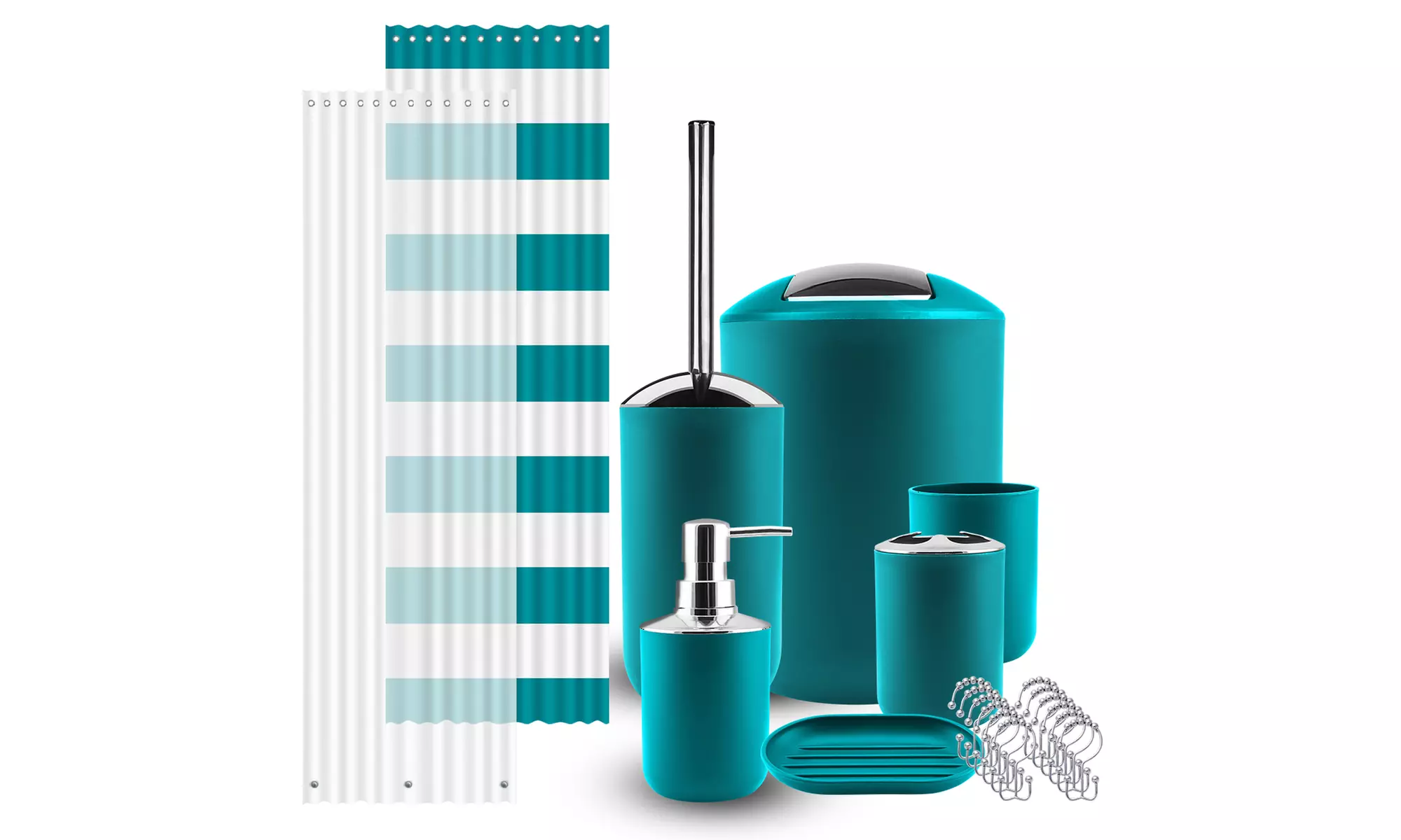 Clara Clark 9 Piece Complete Bathroom Accessories Kit with Shower Curtain Set  - Primary Image