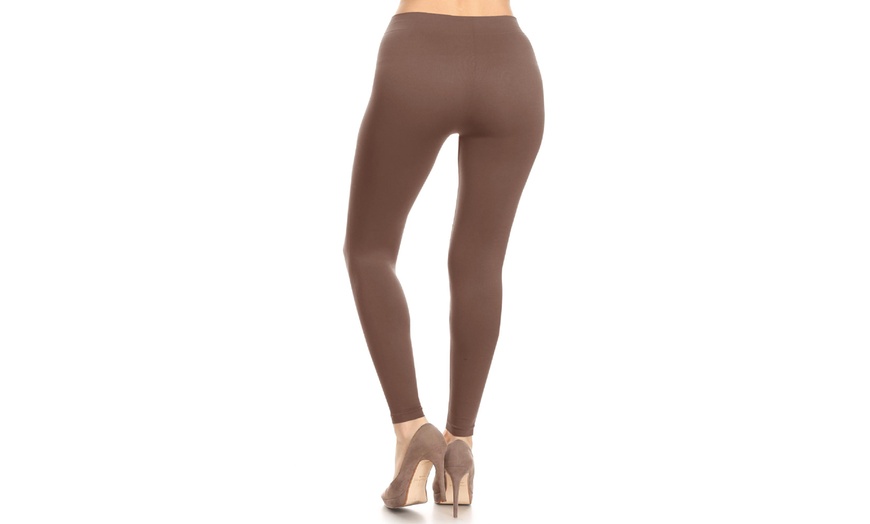Image 79: Plus size,Solid Color Basic Soft Comfy Elastic Waistband High Waist Leggings