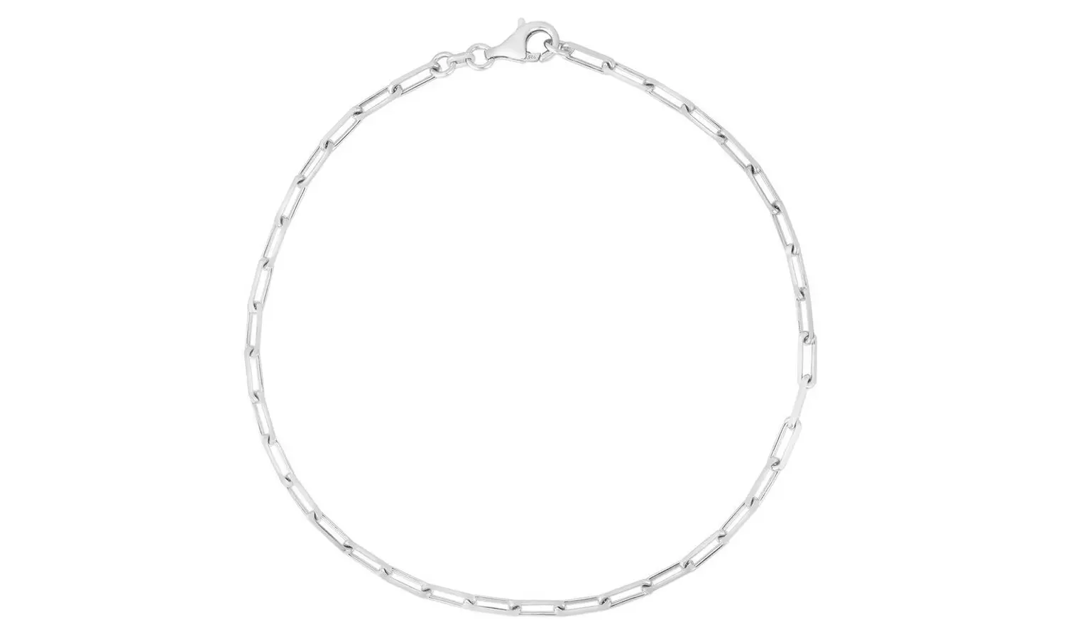 Italian Made 925 Sterling Silver 3MM Paperclip Chain Anklet 9" and 10" Options - Second Medium