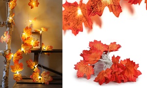 9.8FT Fall Thanksgiving Maple Leaves 30 LED Light Lamp Garland Festival Decor