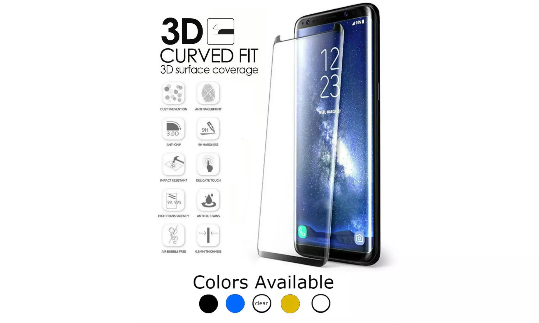 Full Cover Tempered Glass Screen Protector for Samsung Galaxy S8 or S8 Plus - Primary Image
