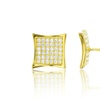 Image 2: Certified Jewelry Men's 14K Gold and Sterling Silver Square Lab Diamond Earrings