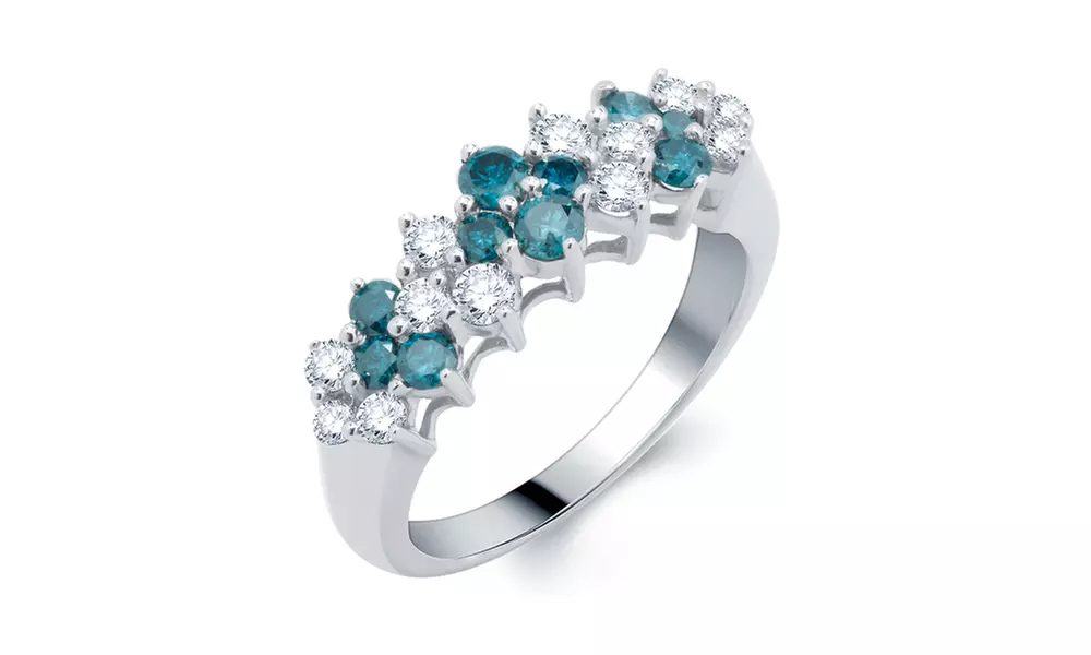 1.00 Cttw Blue and White Diamond Ring in 14K White Gold - KR2797BWW - Primary Image