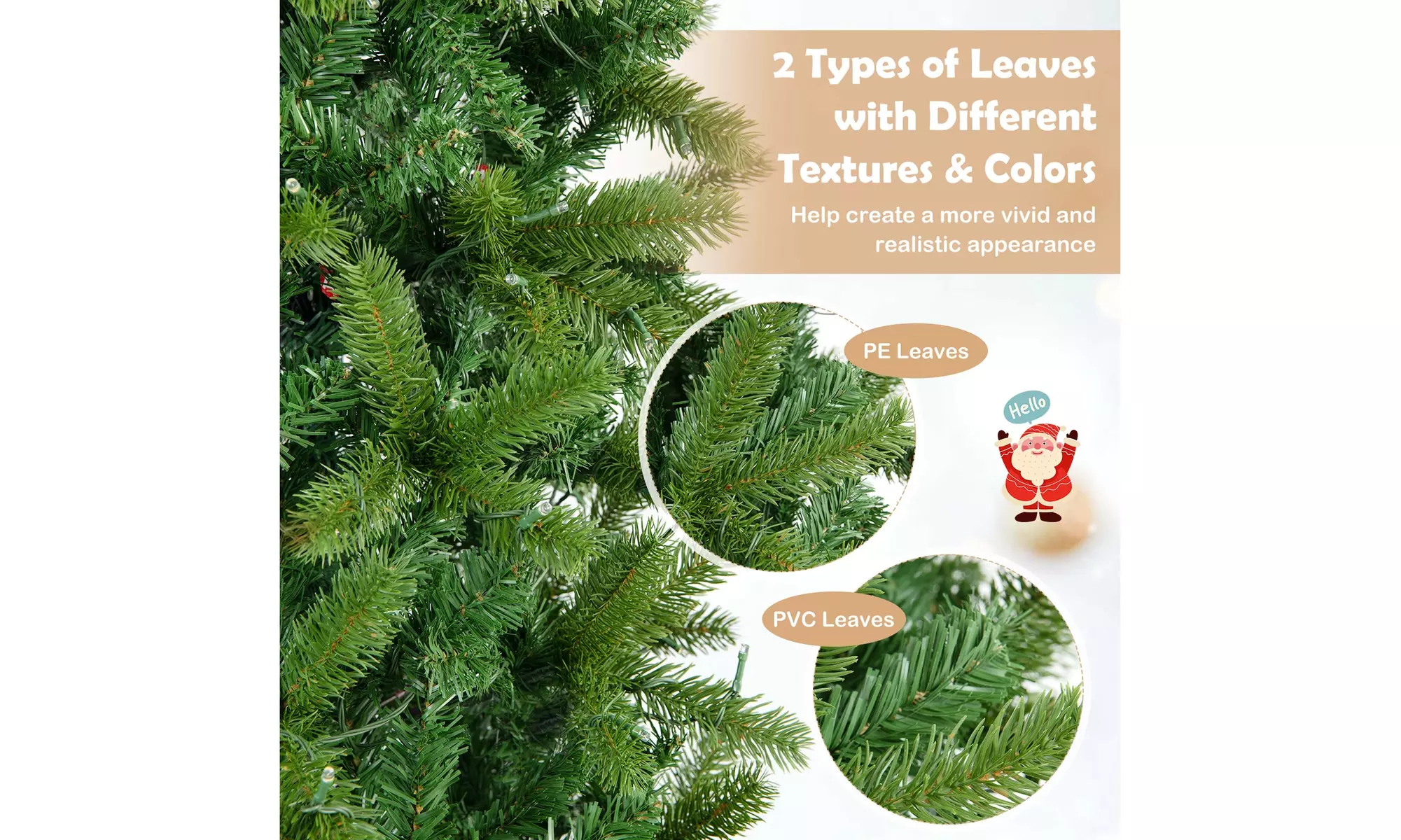 5FT Pre-Lit Hinged Artificial Christmas Tree With Multicolor Lights