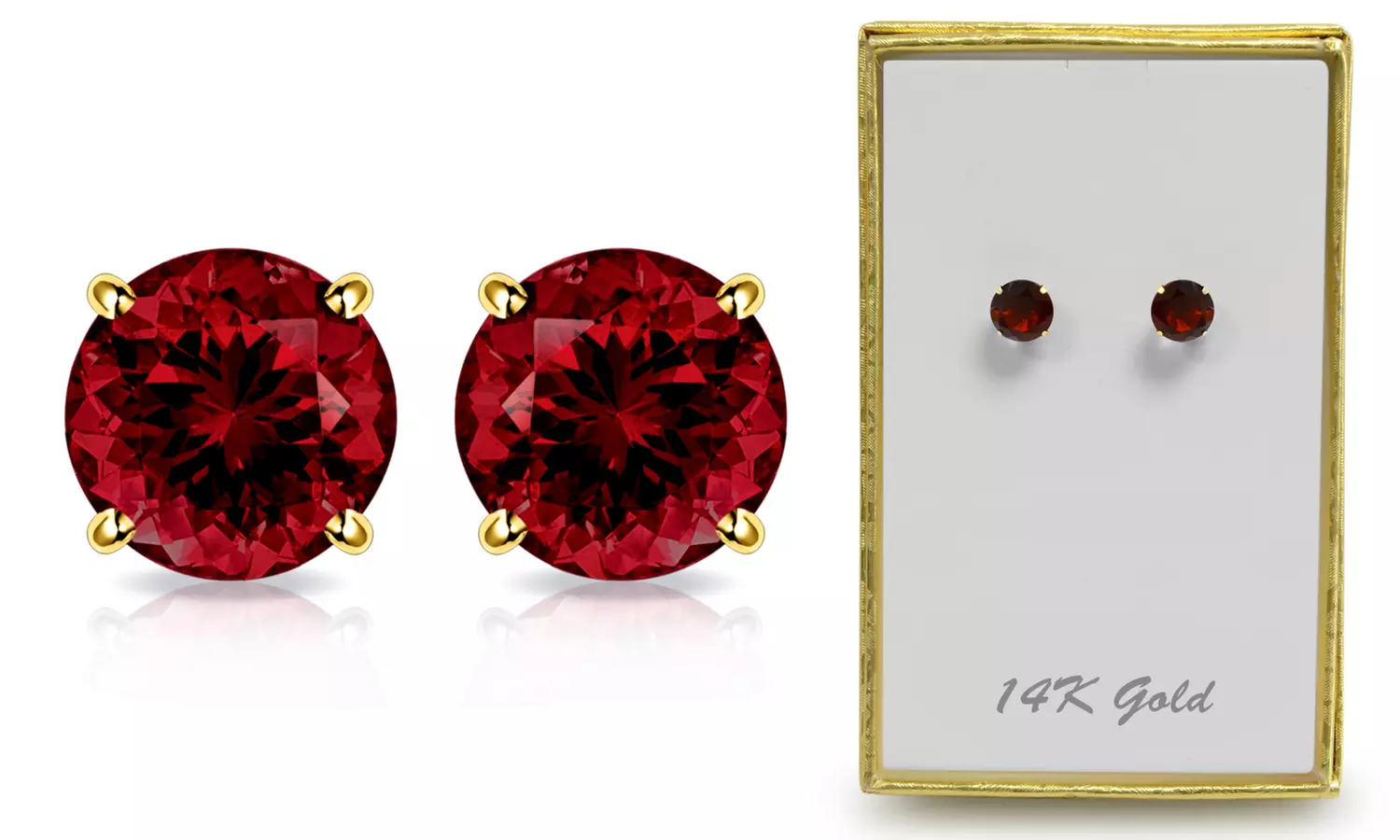 1.65 CTW Created Garnet Stud Earrings in Solid 14K Gold By MUIBLU Gems