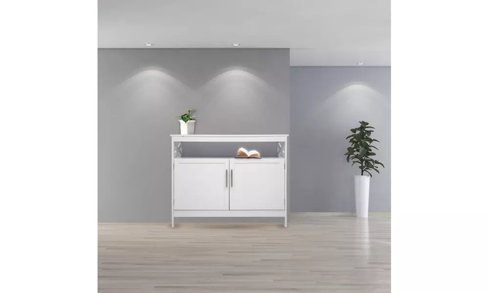 Double Door Side Cabinet With Partition White - Second Medium