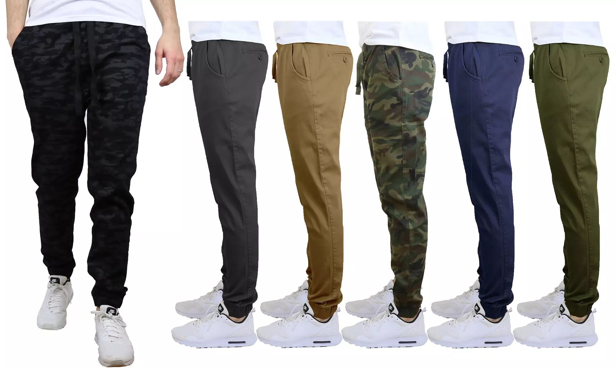 Galaxy By Harvic Men's Cotton-Stretch Twill Joggers & Chinos (S-2XL)