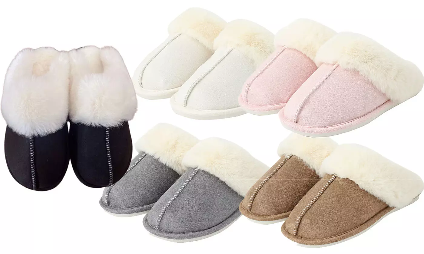Womens Slippers Cozy Warm Winter Slip On House Shoes Fluffy Plush Shoes - Primary Image