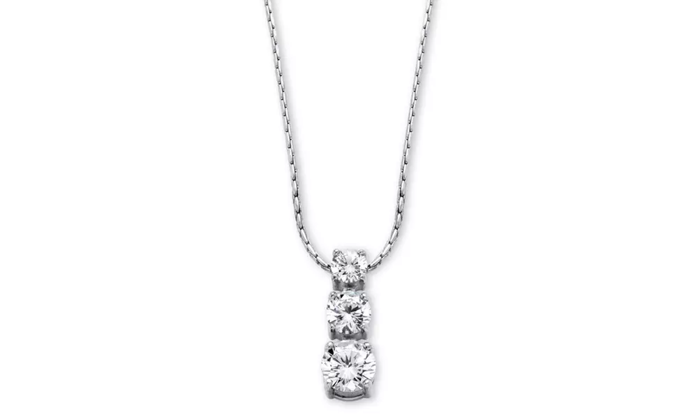 1.65 TCW Triple CZ Necklace Platinum over Silver - Primary Image