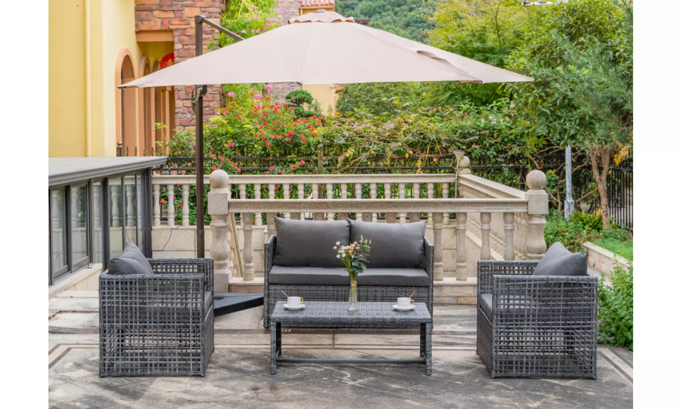 Siesta 4-Piece Outdoor Patio Sofa Conversation Set with Back Cushions - Primary Image