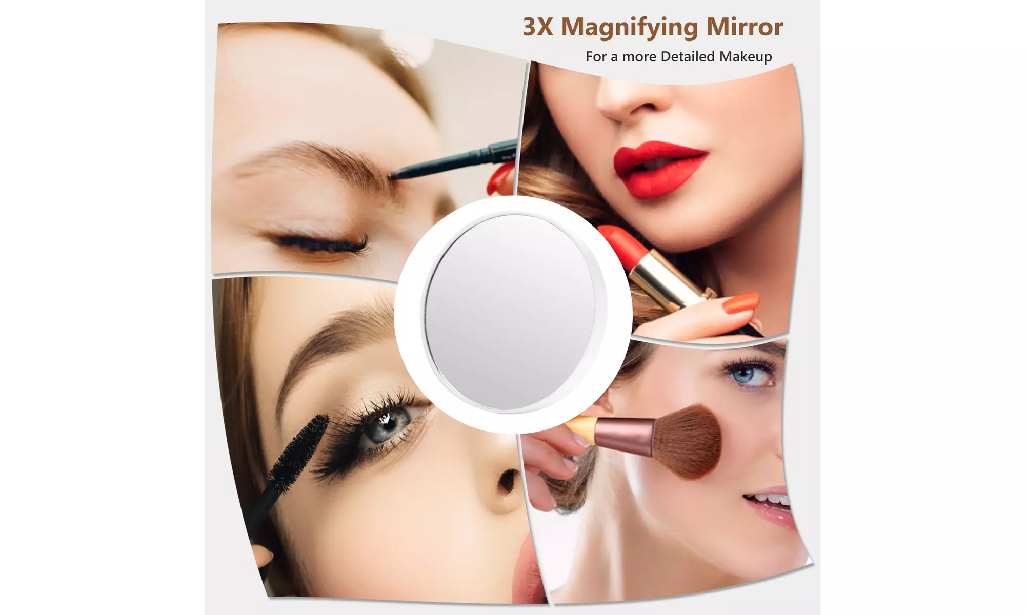 Costway Vanity Mirror w/ Lights 3 Color Lighting Modes Tabletop & Wall-Mounted