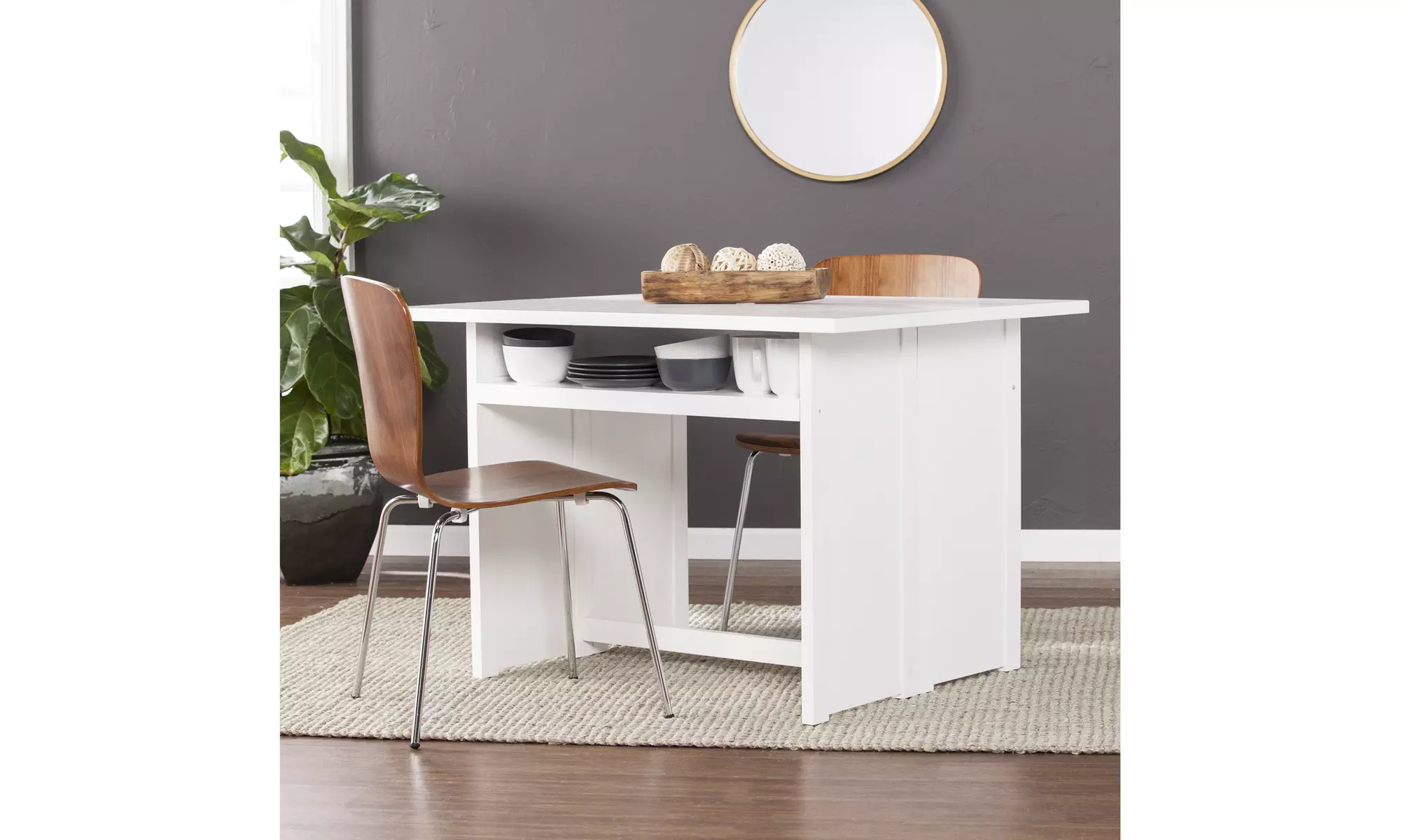 Kempsey Convertible Console to Dining Table - White - Primary Image