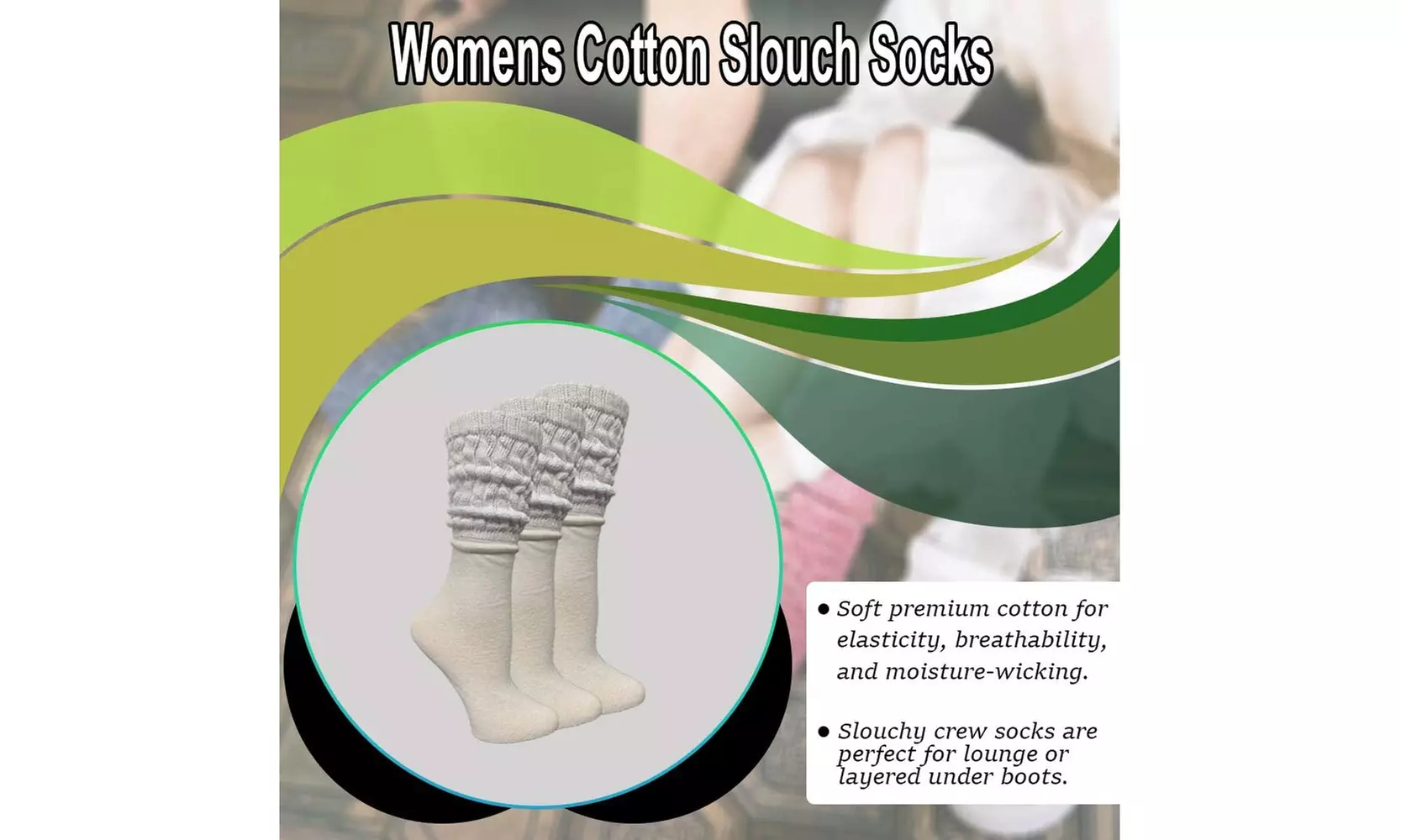 6 Pairs of Womens Slouch Socks, Scrunchie Boot Sock Colorful