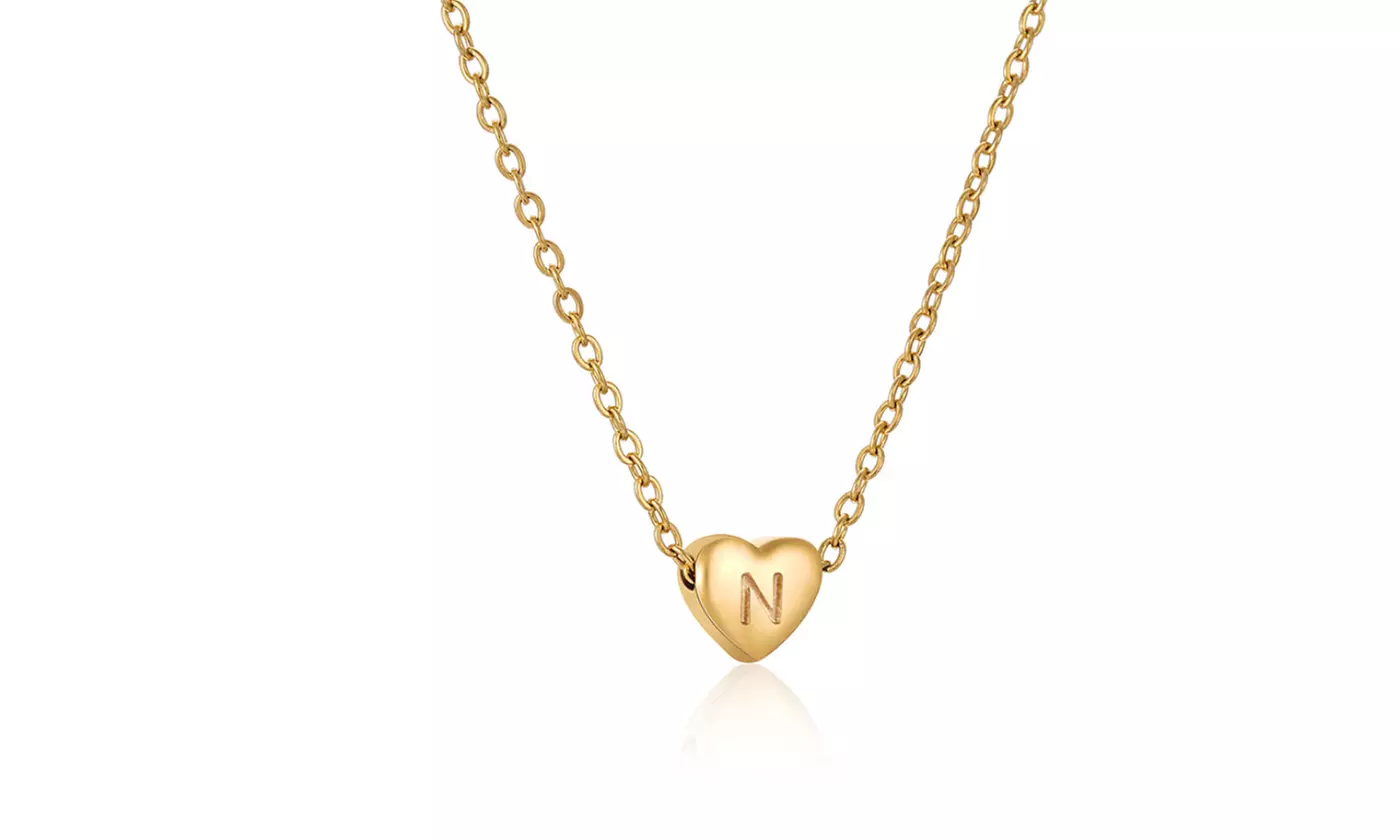 Initial Heart Pendant Necklace Letter Heart Choker Necklace