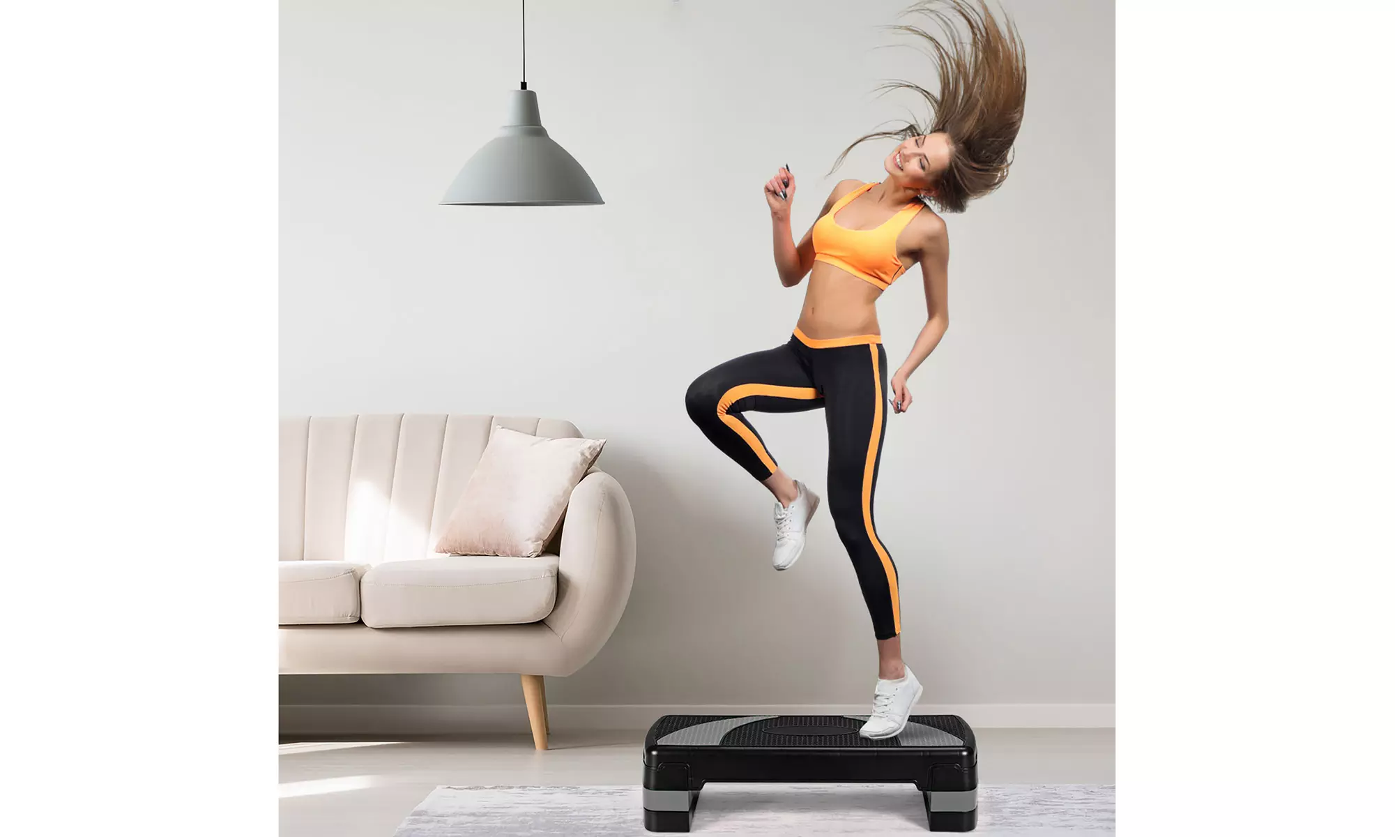 31'' Aerobic Exercise Stepper Cardio Trainer 3 in 1 Adjustable Height 4'' - 6''
