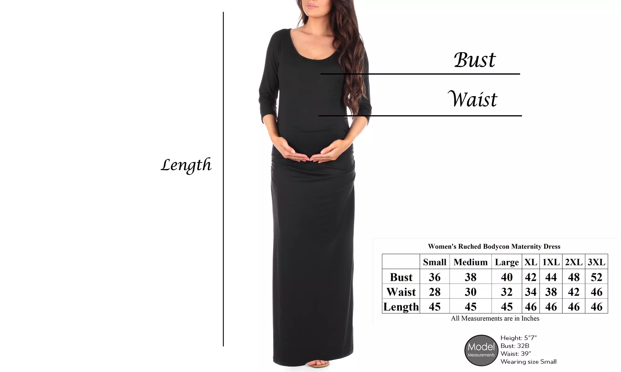Women's Ruched Bodycon Maternity Dress - Primary Image