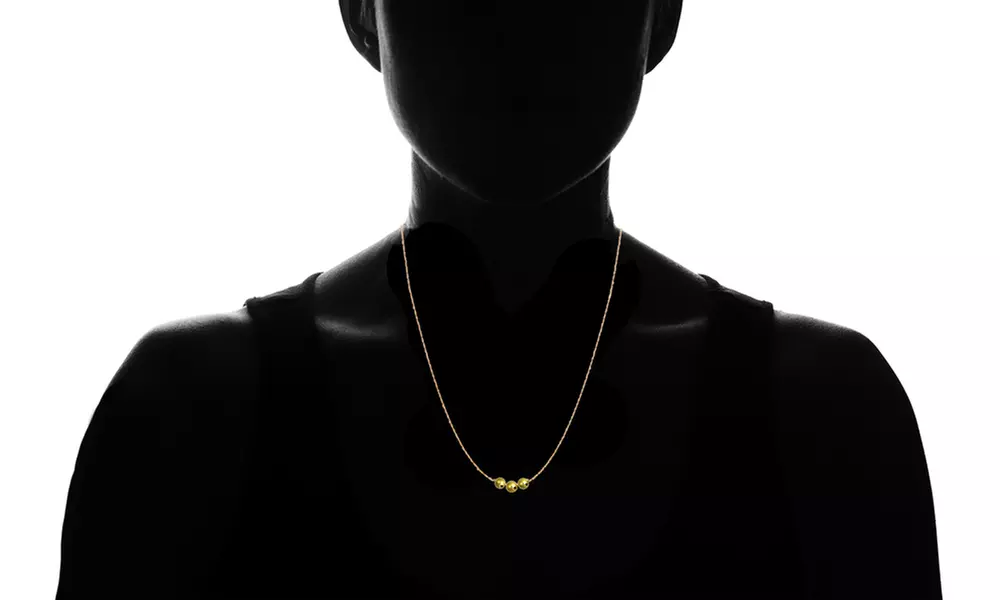 10K Yellow Gold 5.00mm Three Polished Bead Ball 18" Necklace - Second Medium