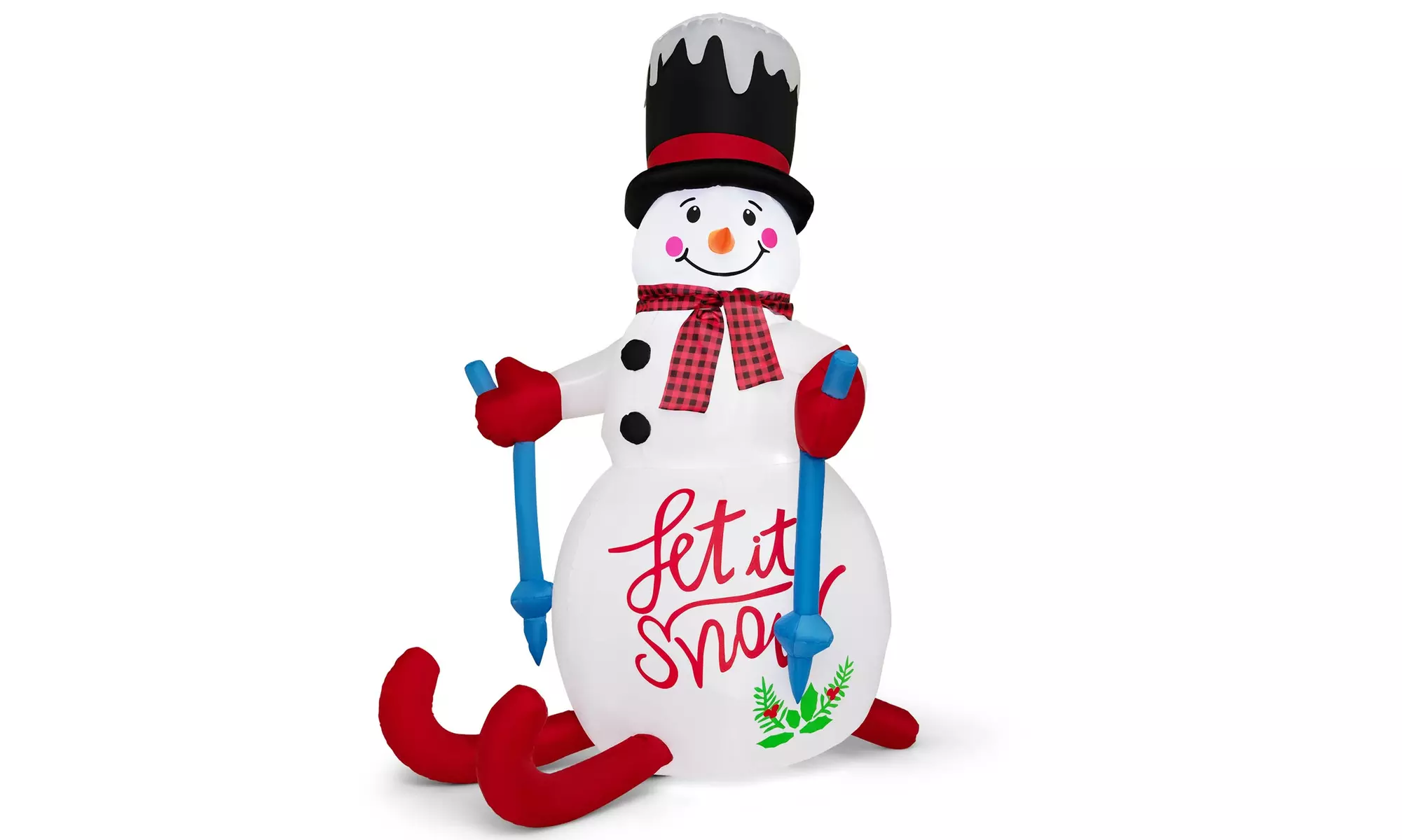 Costway 6FT Inflatable Christmas Skiing Snowman Blow up Party Decor LED Lights