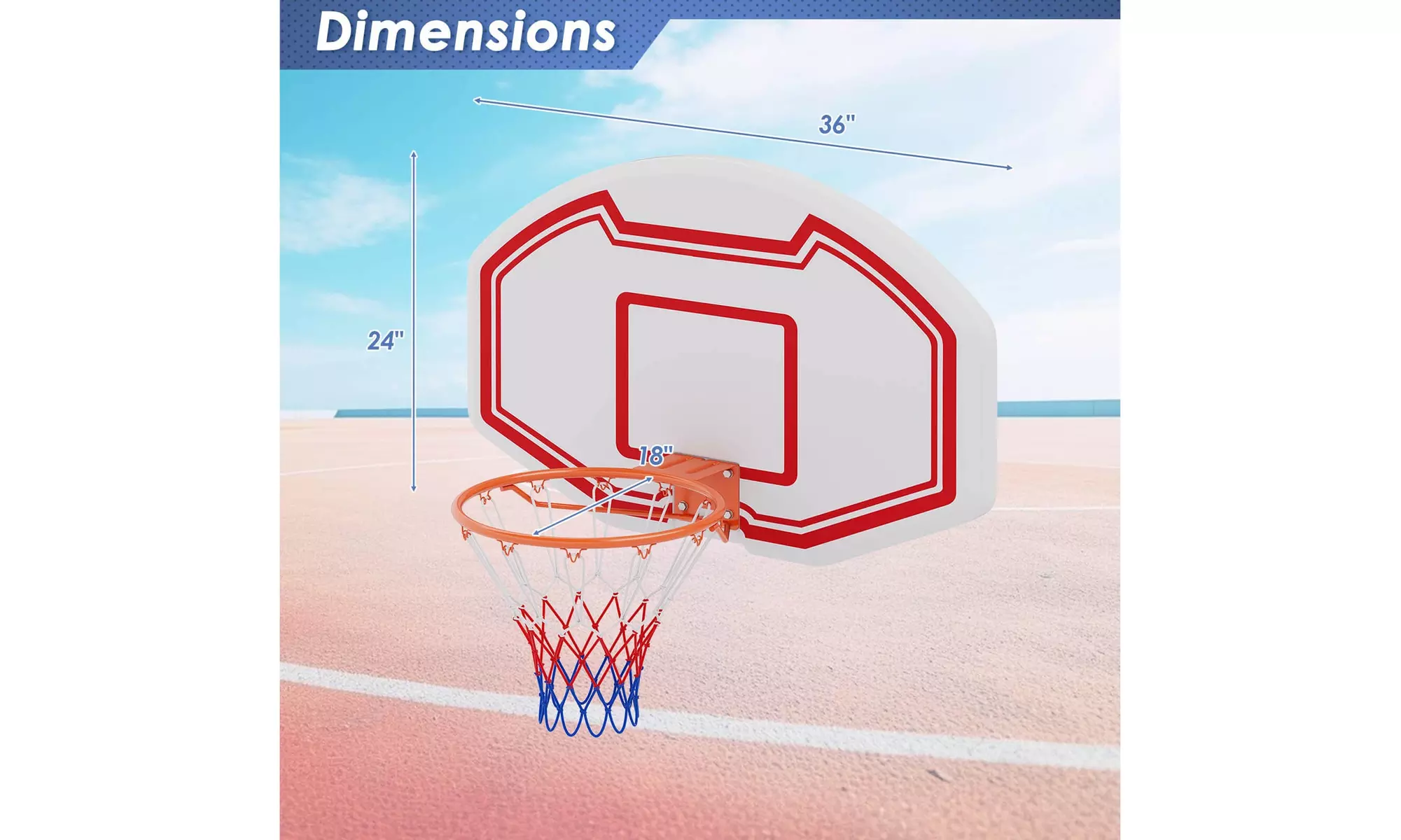 Costway Wall-Mounted Basketball Hoop with Shatter-Proof Backboard