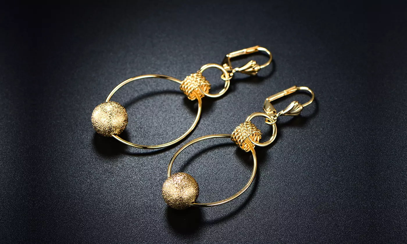 Gold Plated Ball Dangle Earrings 