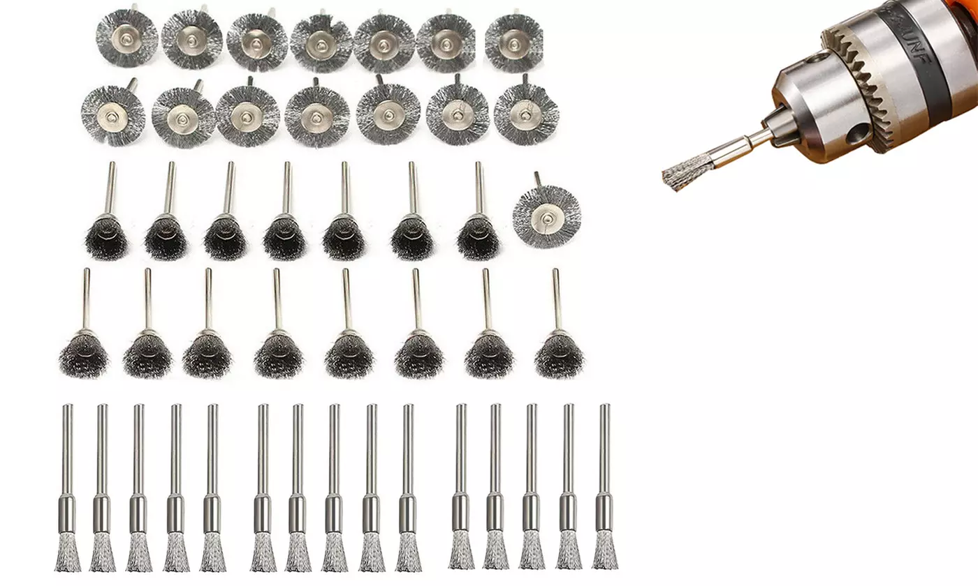45pc Stainless Steel Wire Brush Set Dremel Tool Rotary Die Grinder Removal Wheel - Primary Image
