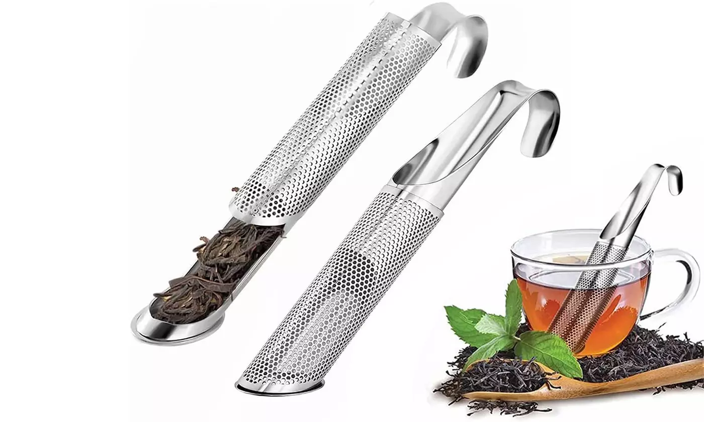 Stainless Steel Tea Diffuser Tea Stick Strainer Tea Infuser Pipe Hook Handle