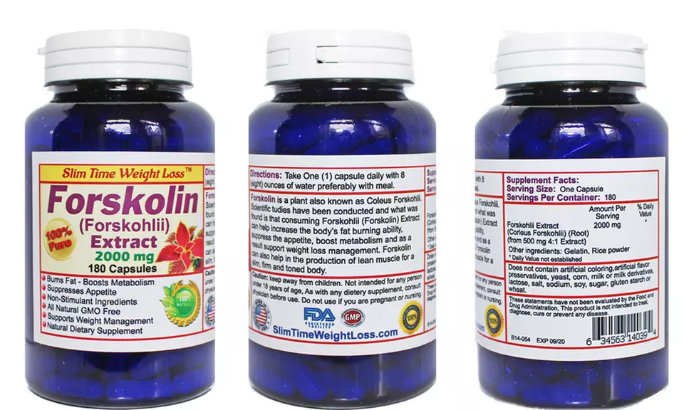 Forskolin (Forskohlii) 100% Pure, Maximum Strength 2000 mg, 180 Count   - Second Medium
