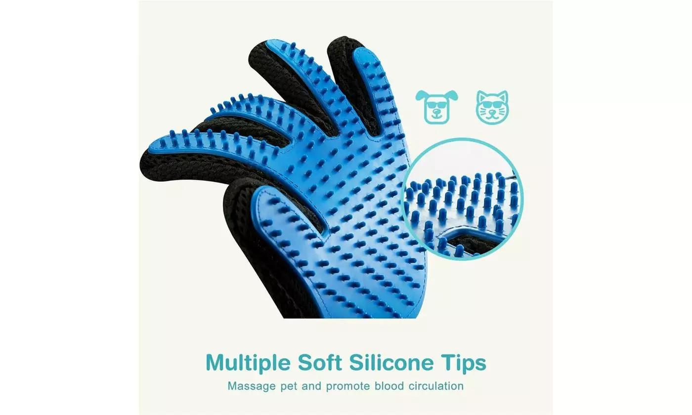 Pet Hair Remover Glove Brush Dog Cat Grooming Massage Soft Bath Deshedding Comb