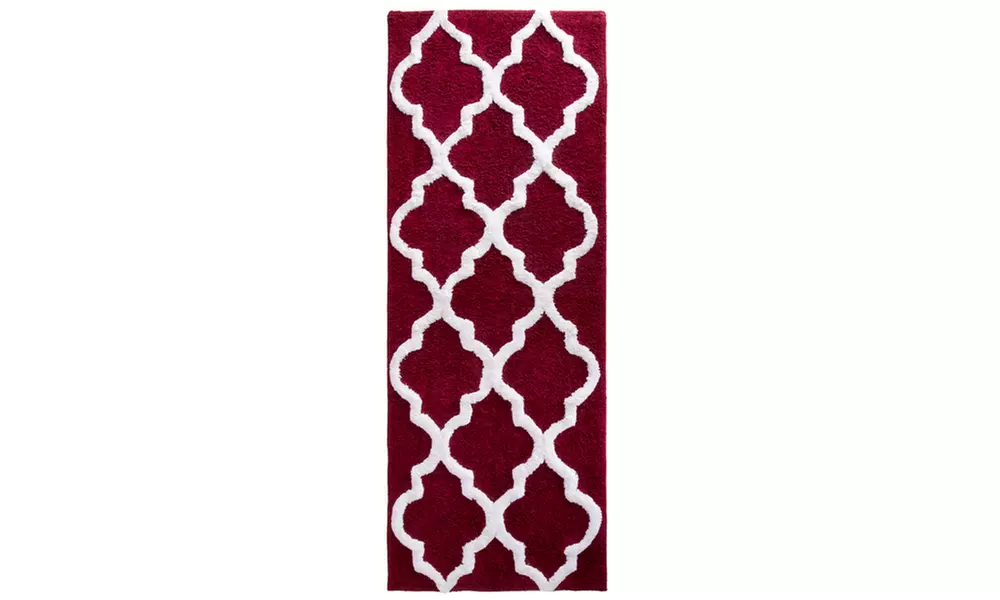Oversized Lavish Home 100% Cotton Trellis Bathroom Mat (24" by 60")