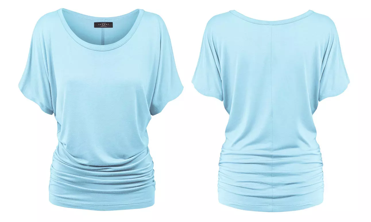 Made by Johnny Women's Solid Short Sleeve Boat Neck Dolman Top