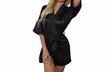 Women's Solid Color Belted Short Satin Robe - Second Medium