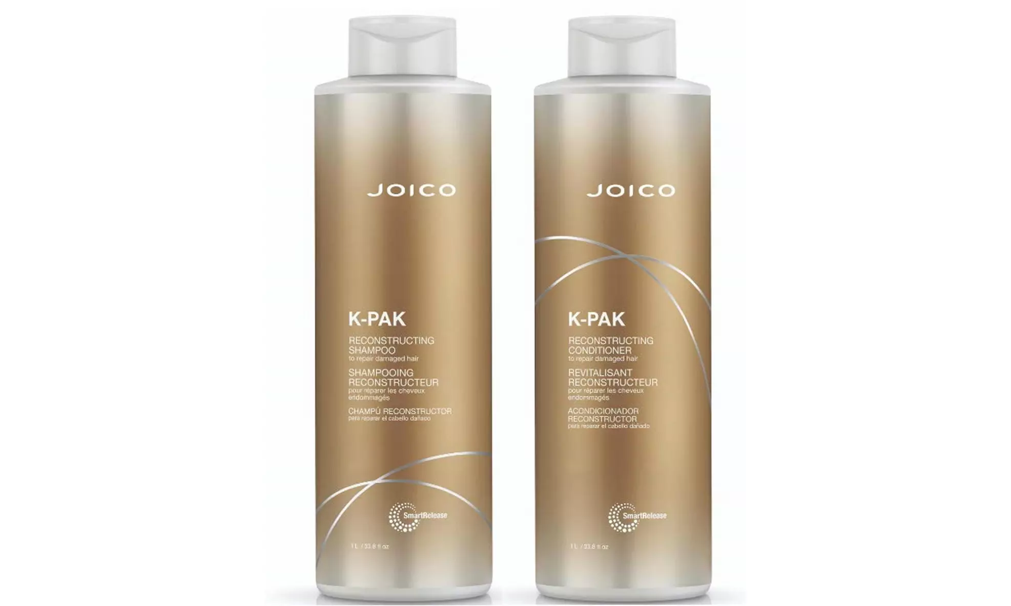 JOICO K-PAK Reconstructing Shampoo & Conditioner for Damaged Hair Liter Duo