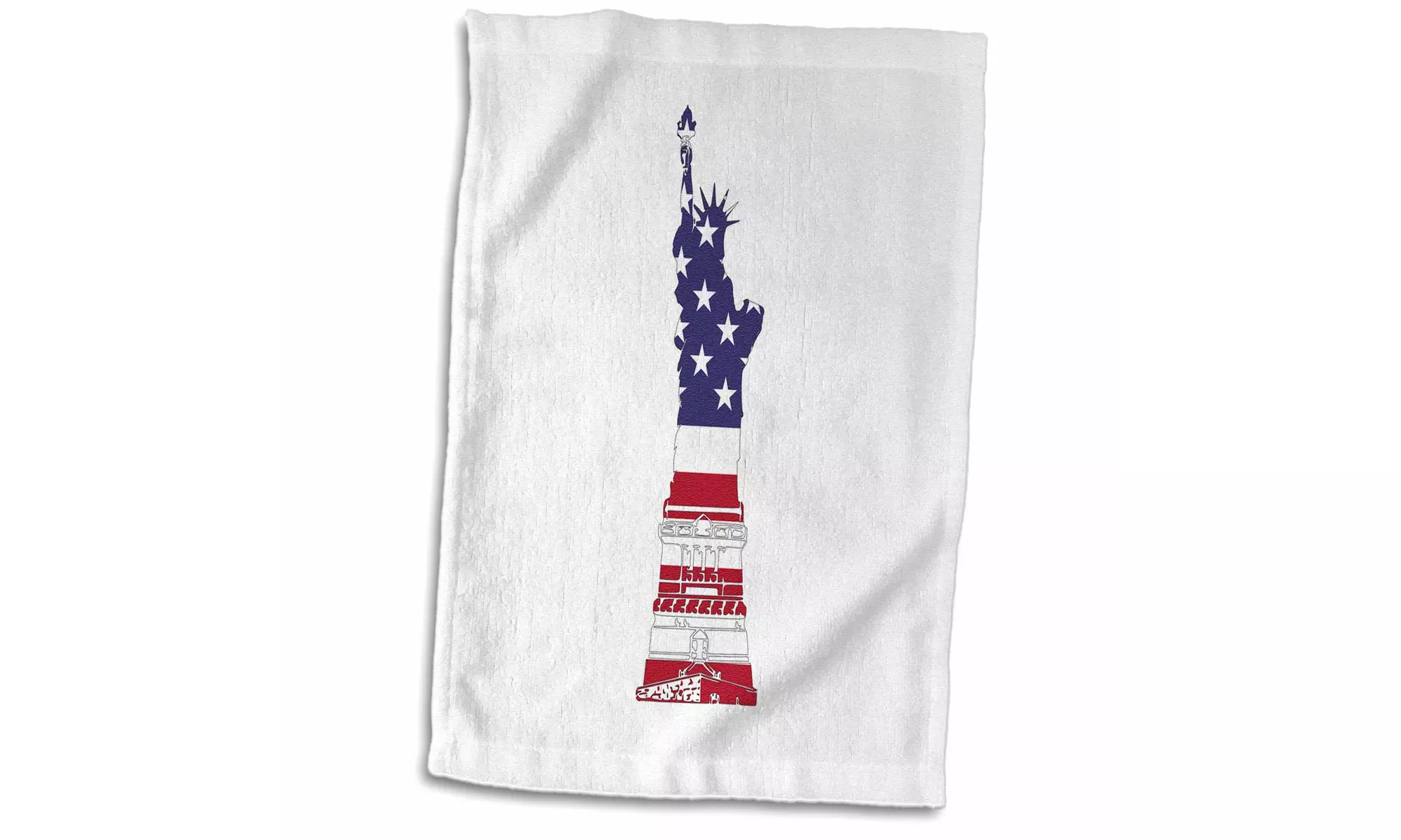  Towel - USA American Flag Stars and Stripes-Patriotic Statue of Liberty-White  - Primary Image