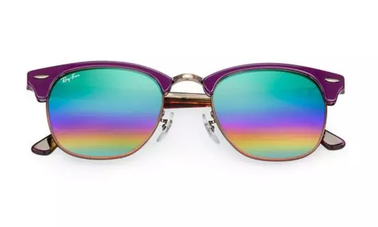 Ray-Ban Clubmaster Mineral Flash Lenses Sunglasses 51 mm Bordeaux; Red Frame - Primary Image