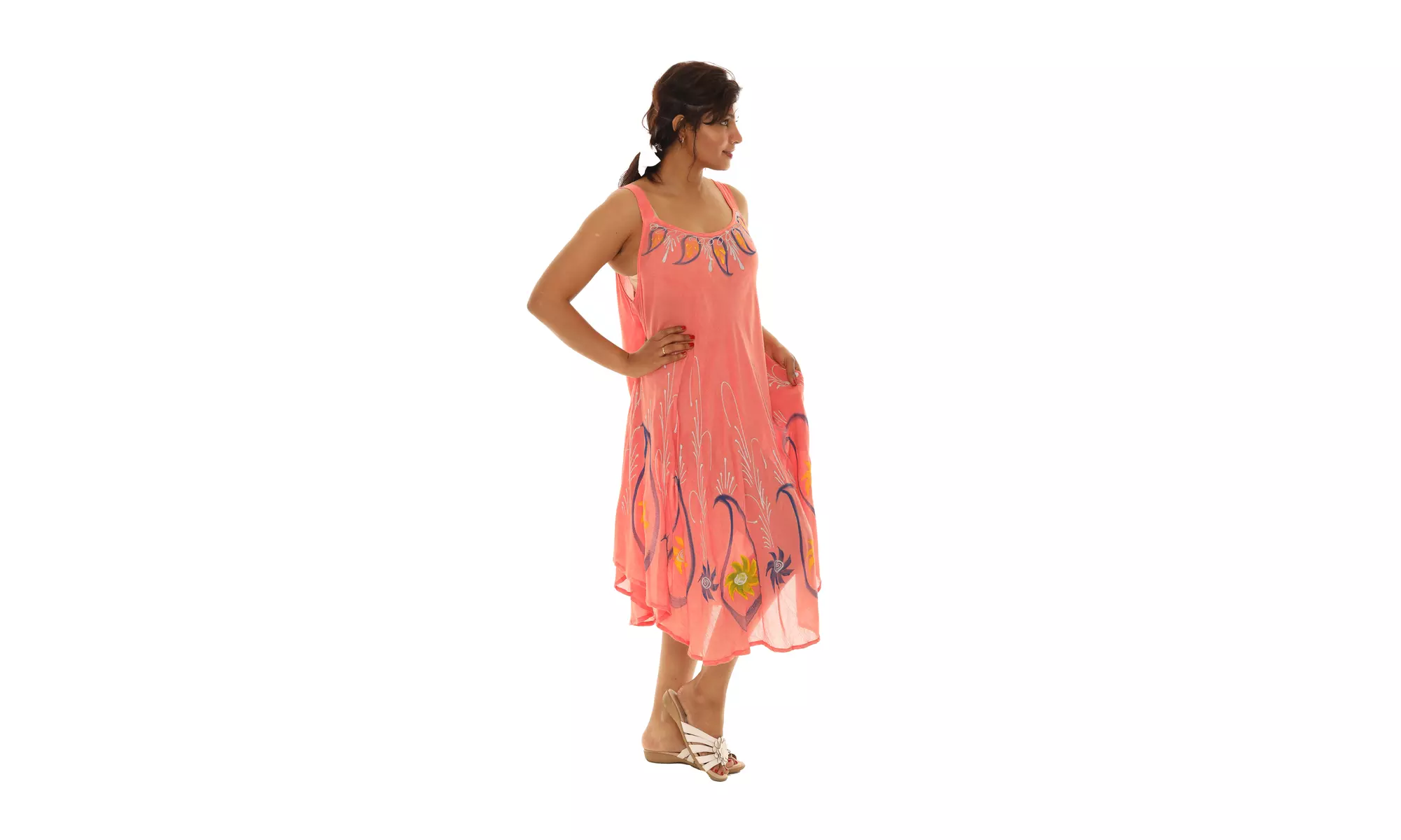 Brush Paint Skinny Strap Sleeveless Dress