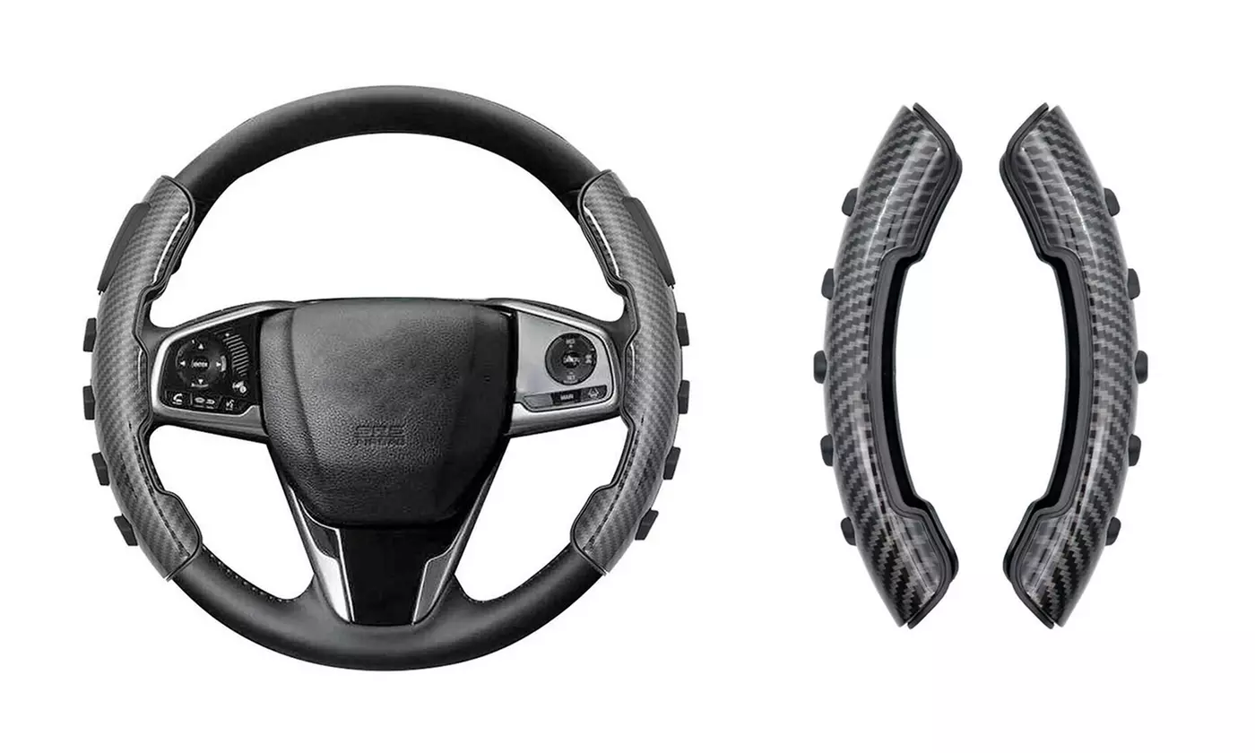 2x Carbon Fiber Non-Slip Steering Wheel Booster Cover For Honda Civic Accord CRV - Primary Image