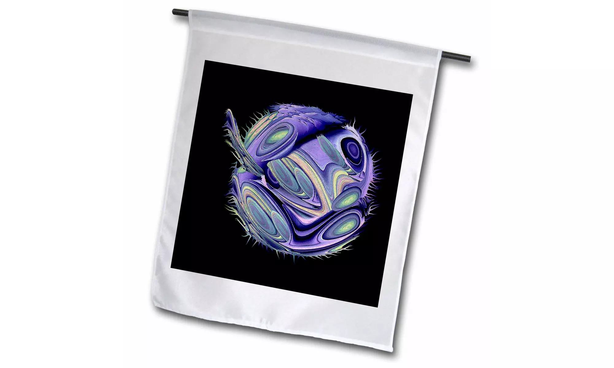  Garden Flag Surreal sci fi purple alien fish swimming through space on a black - Primary Image