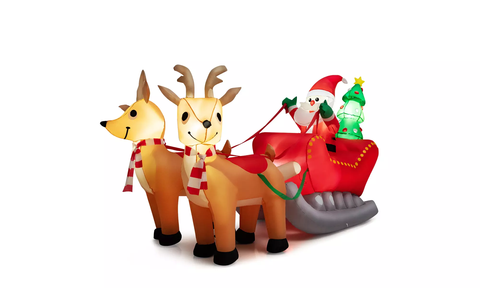 Costway 7.2 FT Inflatable Santa Claus Sleigh Reindeer LED Lights Christmas Tree